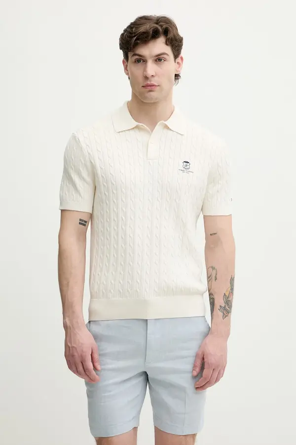Tommy Hilfiger Tommy Hilfiger pletena polo majica za muškarce od pamuka