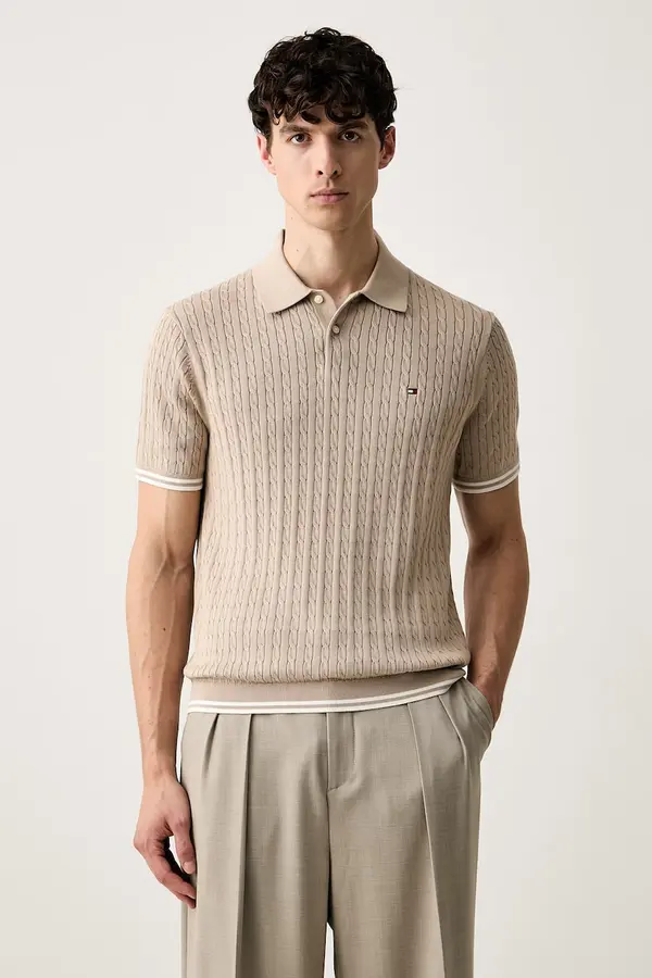 Tommy Hilfiger Tommy Hilfiger pletena polo majica za muškarce od pamuka