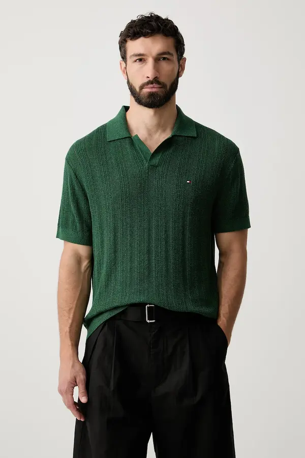Tommy Hilfiger Tommy Hilfiger pletena polo majica za muškarce s lyocellom
