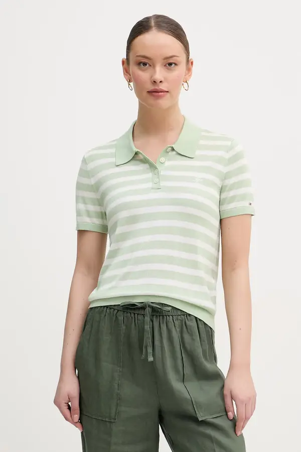 Tommy Hilfiger Tommy Hilfiger pletena polo majica ženska s dodatkom svile