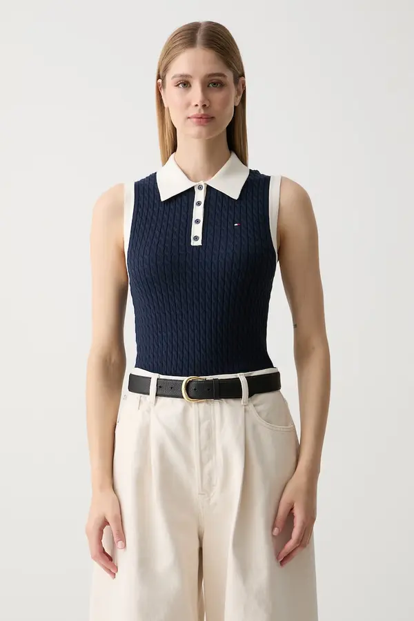 Tommy Hilfiger Tommy Hilfiger pleteni top za žene od pamuka