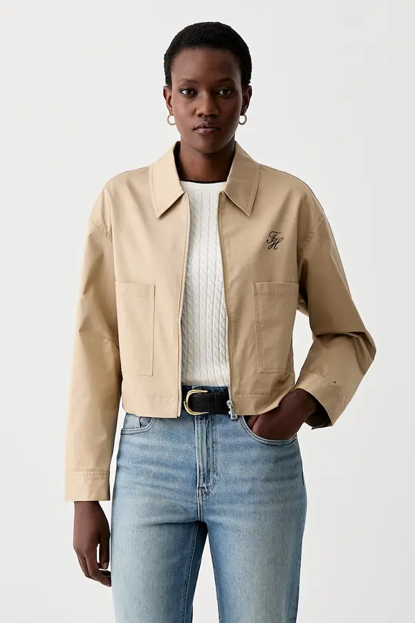 Tommy Hilfiger Tommy Hilfiger prijelazna jakna za žene od pamuka s elastanom