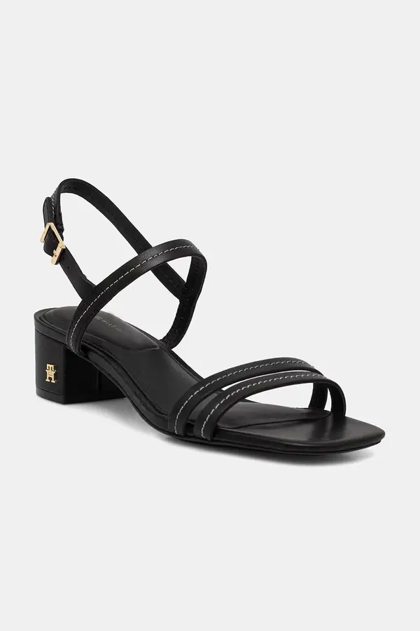 Tommy Hilfiger Tommy Hilfiger sandale s debelom potpeticom od kože LOW HEEL SANDAL STITCHING