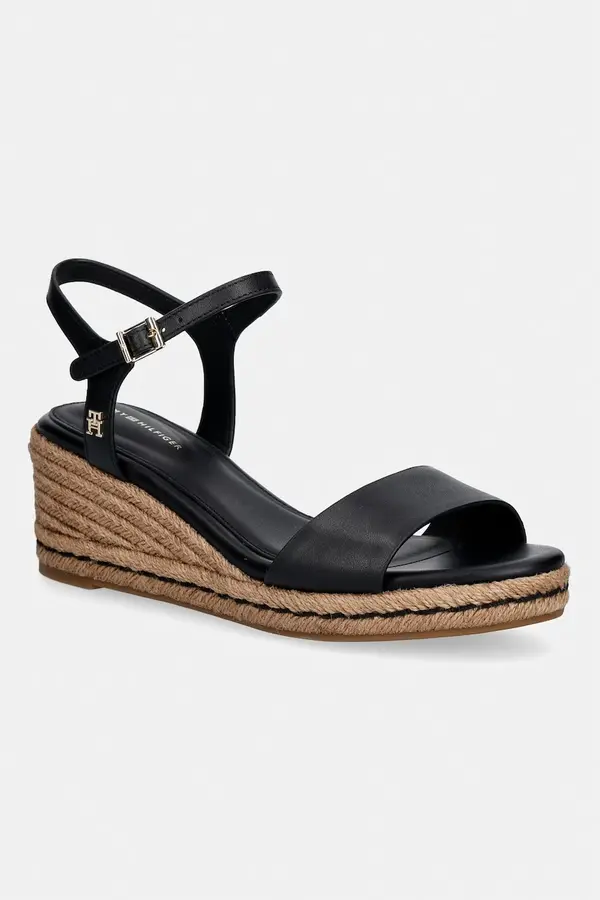 Tommy Hilfiger Tommy Hilfiger sandale s klinastom potpeticom od kože MID WEDGE ESPAD LEATHER