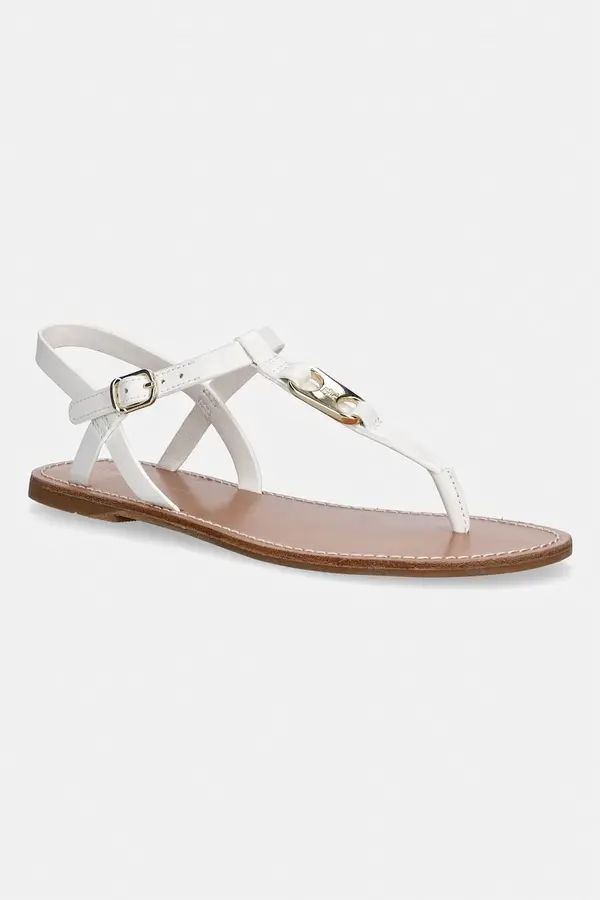 Tommy Hilfiger Tommy Hilfiger sandale s niskim potplatom za žene od kože LEATHER THONG SANDAL