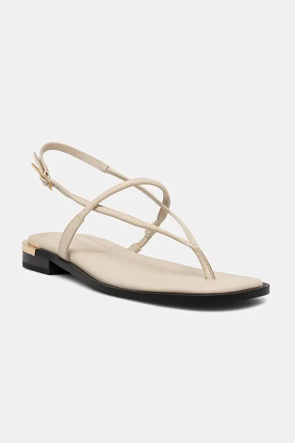 Tommy Hilfiger Tommy Hilfiger sandale ženske kožne GOLD HEEL DRESSY SANDAL