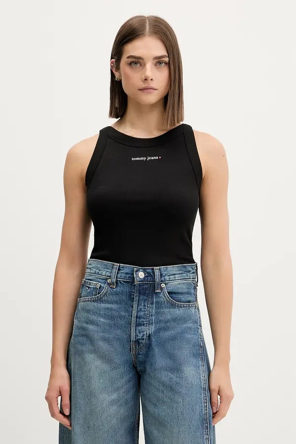 Tommy Jeans Tommy Jeans crop top ženski od pamuka s elastanom