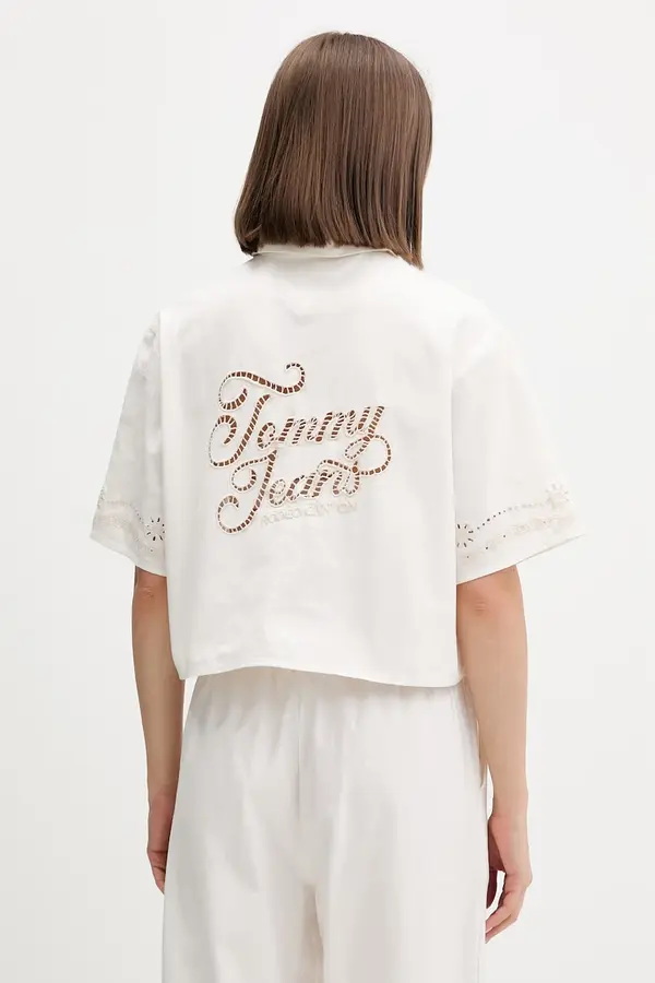 Tommy Jeans Tommy Jeans košulja za žene s dodatkom lana