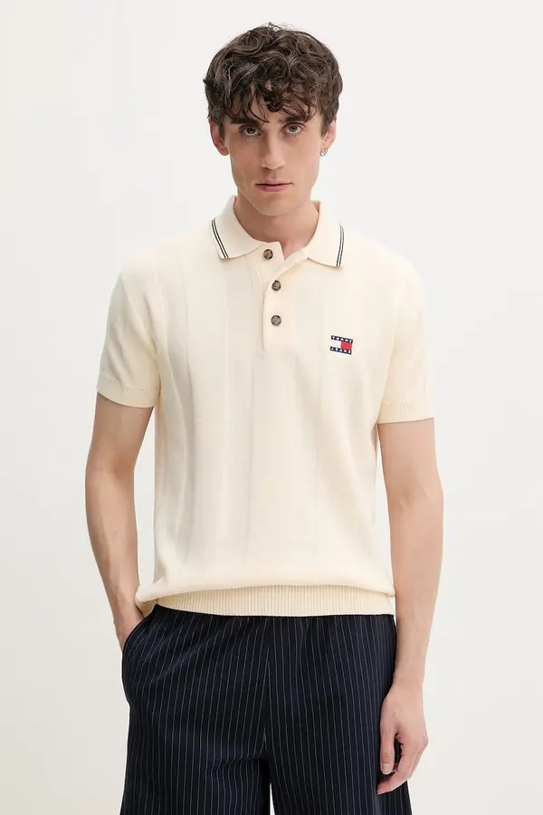 Tommy Jeans Tommy Jeans pletena polo majica za muškarce od pamuka