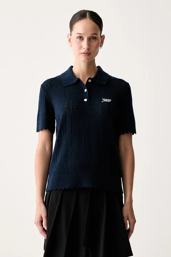 Tommy Jeans Tommy Jeans pletena polo majica za žene s viskozom