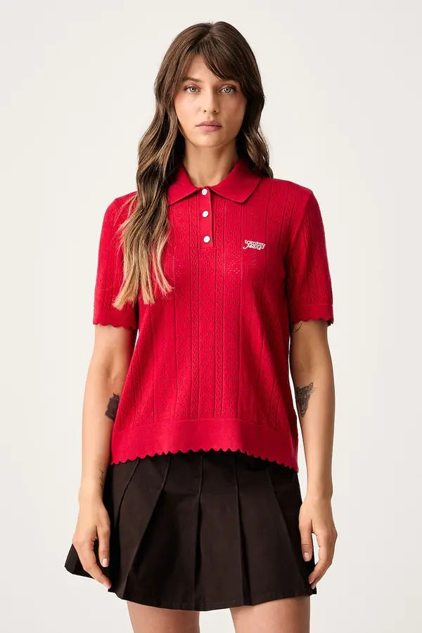 Tommy Jeans Tommy Jeans pletena polo majica za žene s viskozom