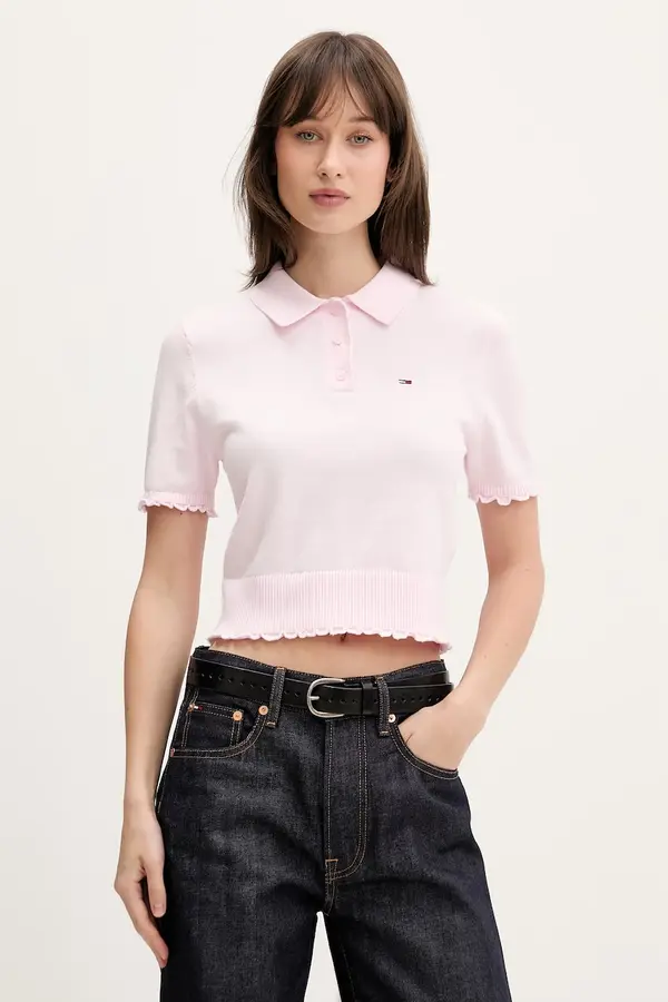 Tommy Jeans Tommy Jeans pletena polo majica ženska od pamuka