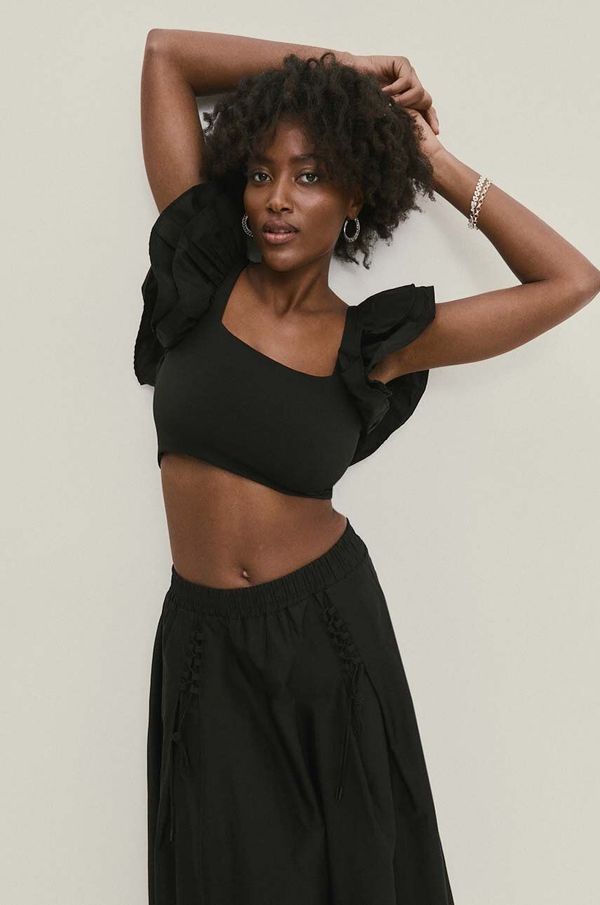 Answear Lab Top Answear Lab boja: crna, bez uzorka