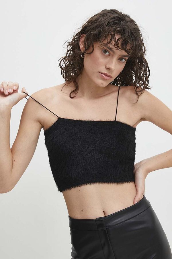 Answear Lab Top Answear Lab boja: crna, bez uzorka