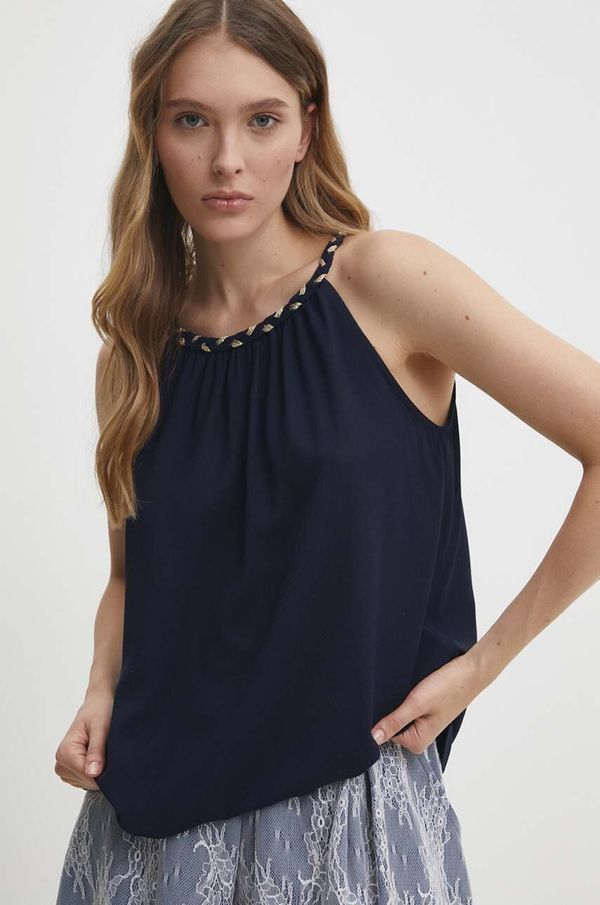 Answear Lab Top Answear Lab boja: tamno plava, bez uzorka