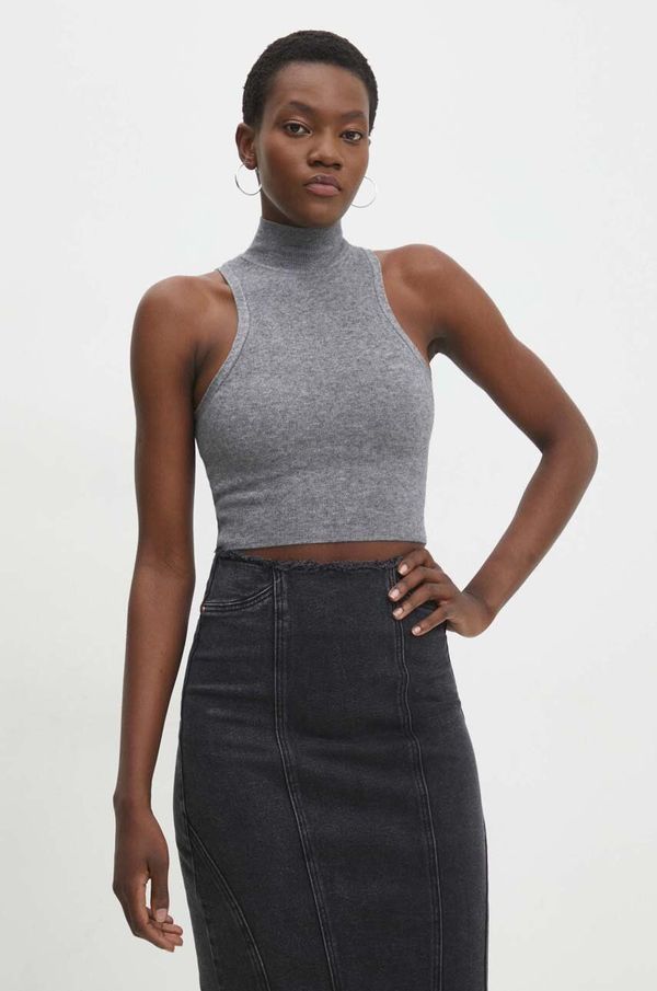 Answear Lab Top Answear Lab za žene, boja: siva, s poludolčevitom