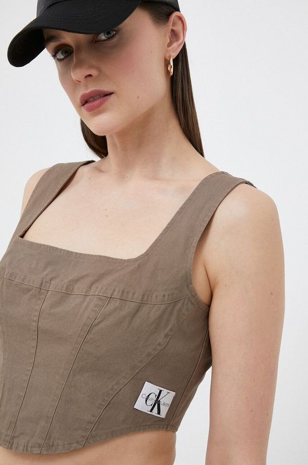 Calvin Klein Jeans Top Calvin Klein Jeans za žene, boja: smeđa