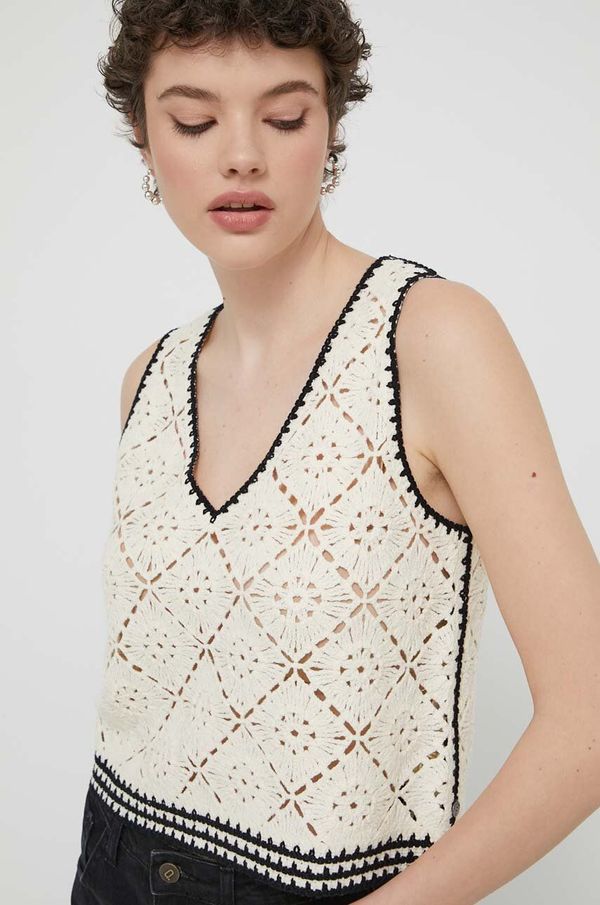 Desigual Top Desigual KAREN za žene, boja: bež, 24SWTKAS