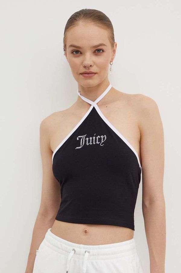 Juicy Couture Top Juicy Couture CONTRAST CROSS OVER HALTER TOP za žene, boja: crna, JCWCT24304