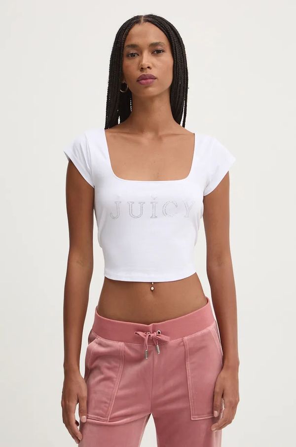 Juicy Couture Top Juicy Couture REGAL SQUARE NECK CROPPED TEE za žene, boja: bijela, JCBCT224831
