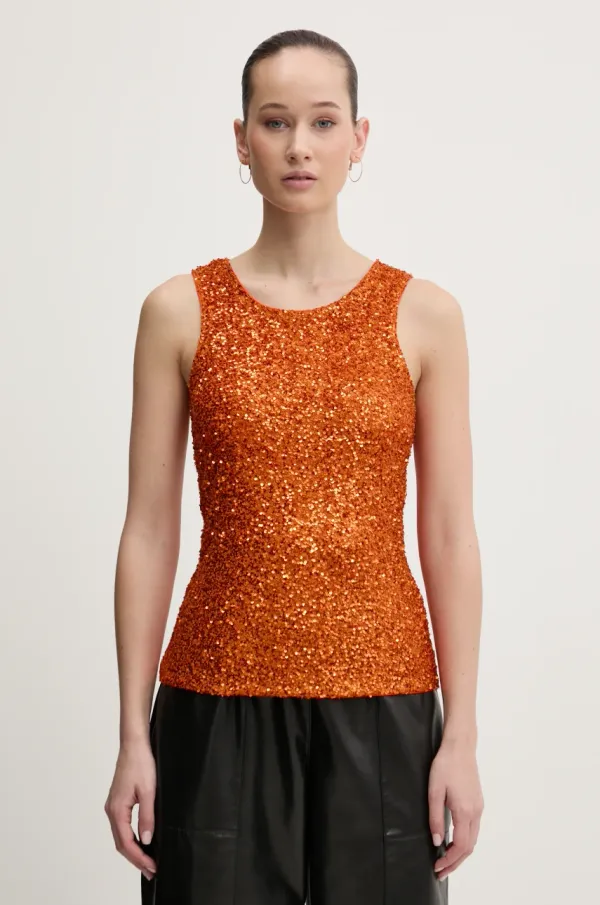 Never Fully Dressed Top Never Fully Dressed Rust Sequin boja: narančasta, NFDTO1615