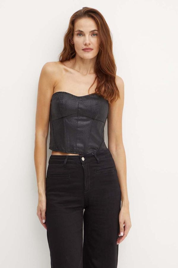 Armani Exchange Top od trapera Armani Exchange boja: crna, bez uzorka, XW000077 AF10212