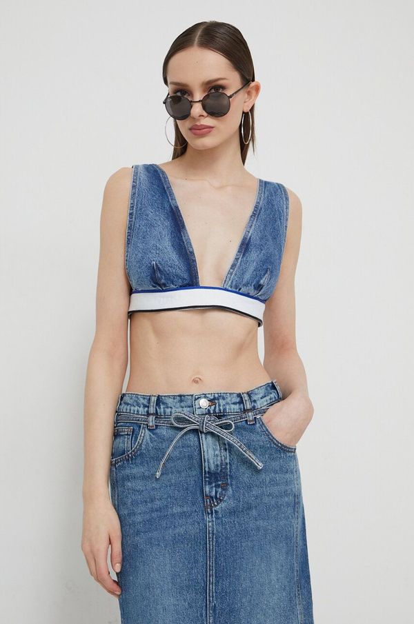 Hugo Blue Top od trapera Hugo Blue boja: plava, bez uzorka