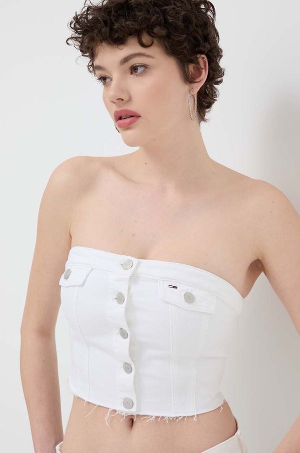 Tommy Jeans Top od trapera Tommy Jeans boja: bijela