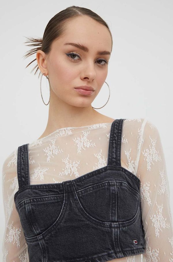 Tommy Jeans Top od trapera Tommy Jeans boja: crna