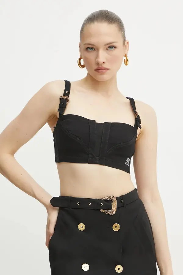 Versace Top od trapera Versace Jeans Couture za žene, boja: crna, bez uzorka, 78HAM250 DW040L54