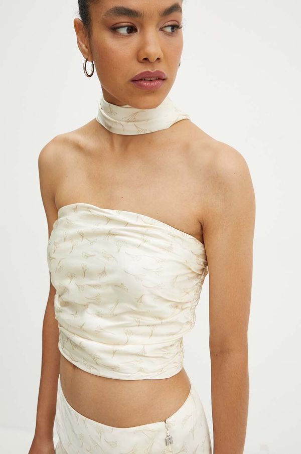 Rotate Top Rotate Satin Crop Scarf Top boja: bež, s uzorkom, 1128432986