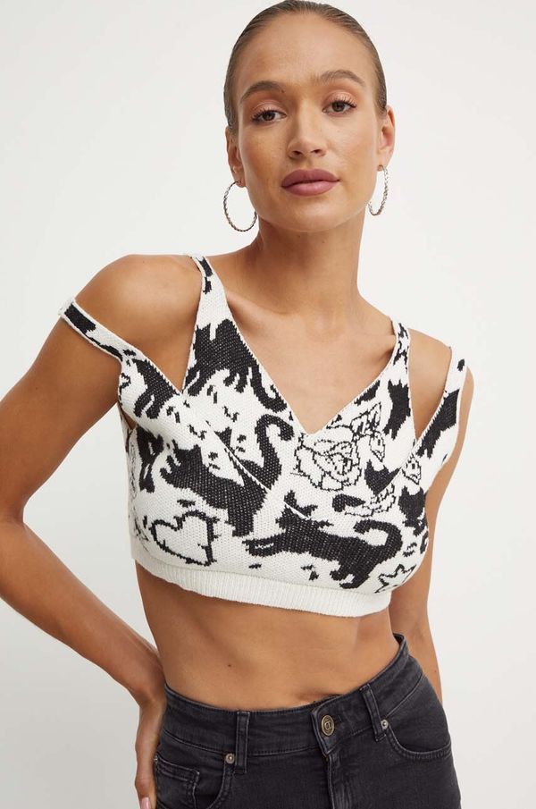 Twinset Top s dodatkom kašmira Twinset Marco Rambaldi x Treeblend boja: bež, 242TP3401