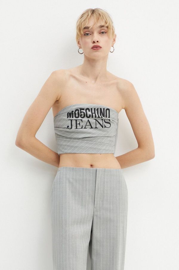 Moschino Jeans Top s dodatkom vune Moschino Jeans boja: siva, A0812 8725