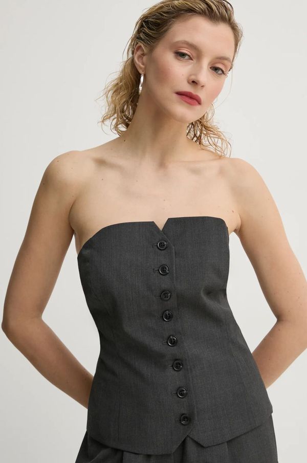 Samsoe Samsoe Top s dodatkom vune Samsoe Samsoe SAELLEN boja: siva, bez uzorka, F24400131