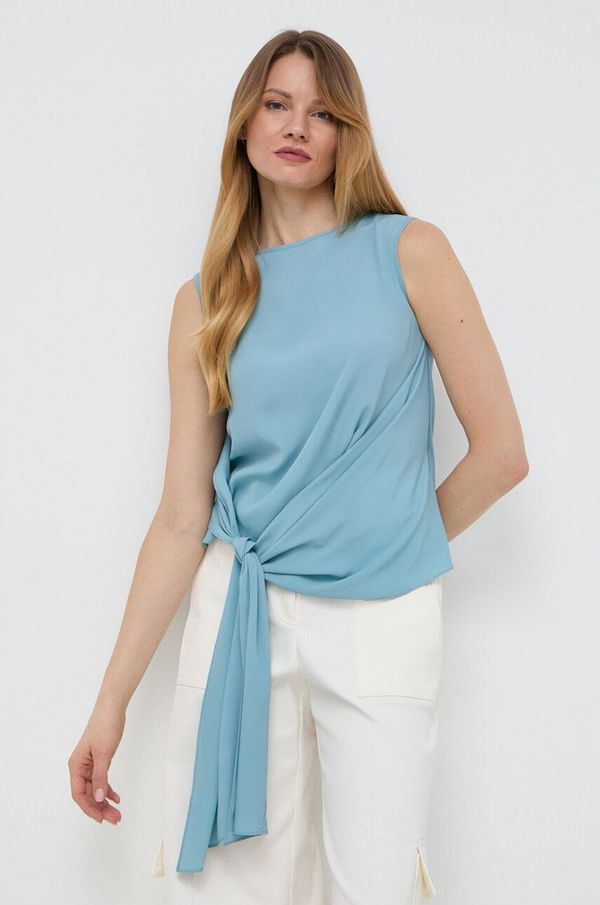 Weekend Max Mara Top s primjesom svile Weekend Max Mara boja: plava, bez uzorka, 2415941152600