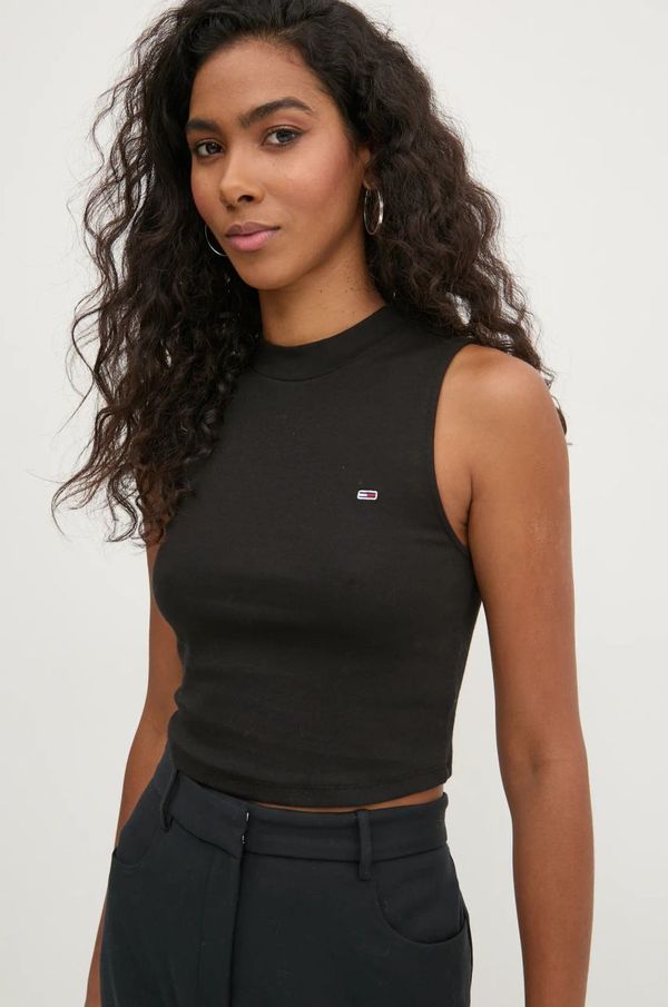 Tommy Jeans Top Tommy Jeans za žene, boja: crna, s poludolčevitom, DW0DW20177
