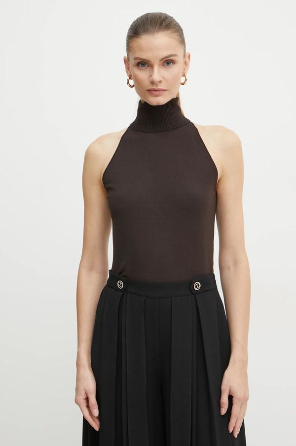 Twinset Top Twinset za žene, boja: smeđa, s dolčevitom, 242TF3031