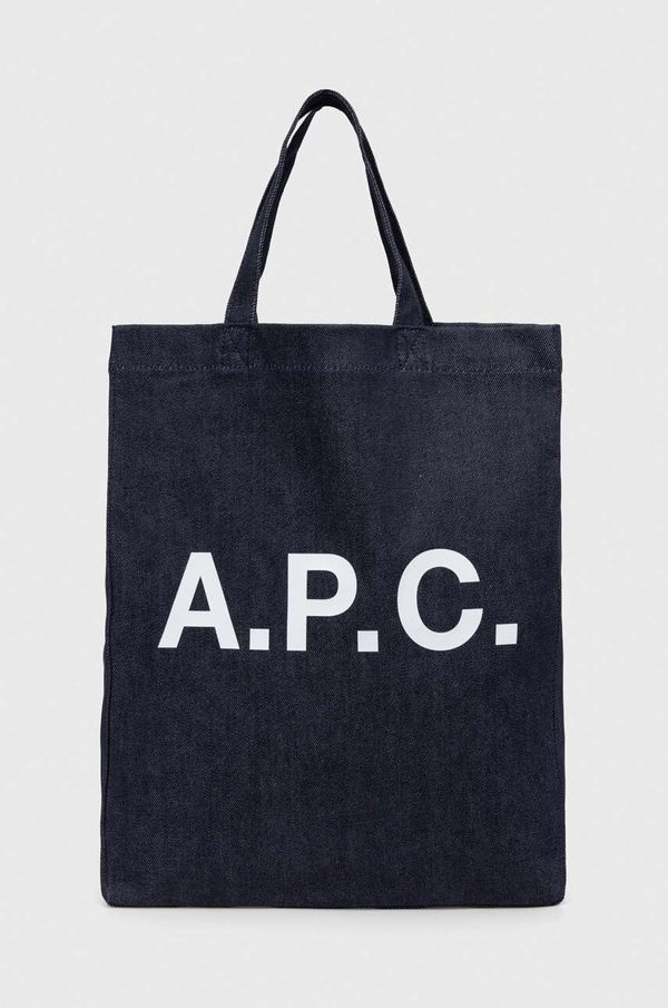 A.P.C. Torba A.P.C. tote lou mini anses boja: tamno plava, COCSX.M61569