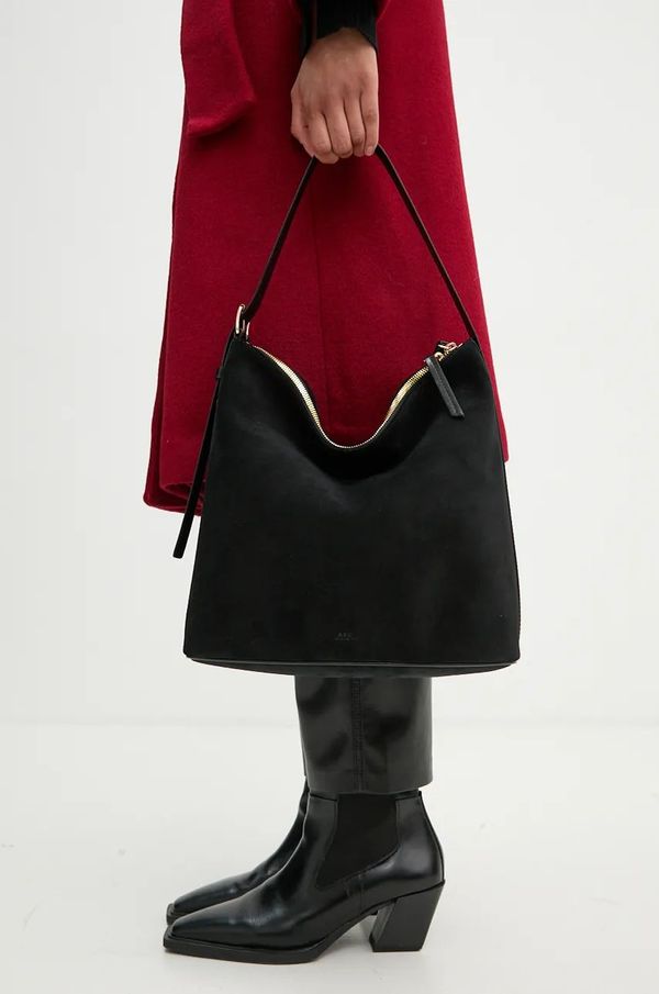 A.P.C. Torba od brušene kože A.P.C. sac vera boja: crna, PXCAL.F61902