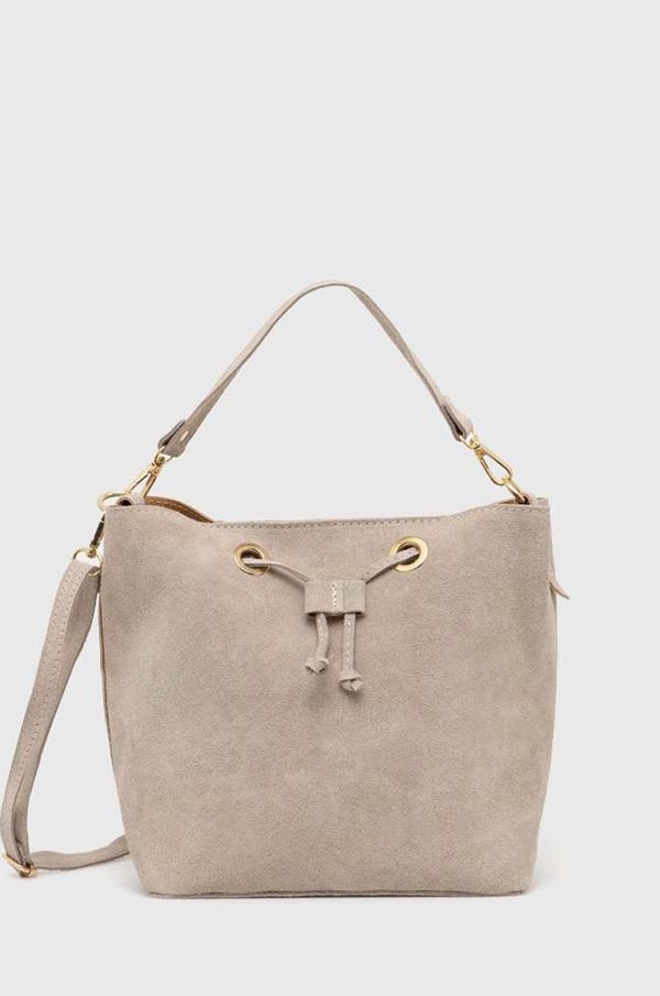 Answear Lab Torba od brušene kože Answear Lab boja: bež
