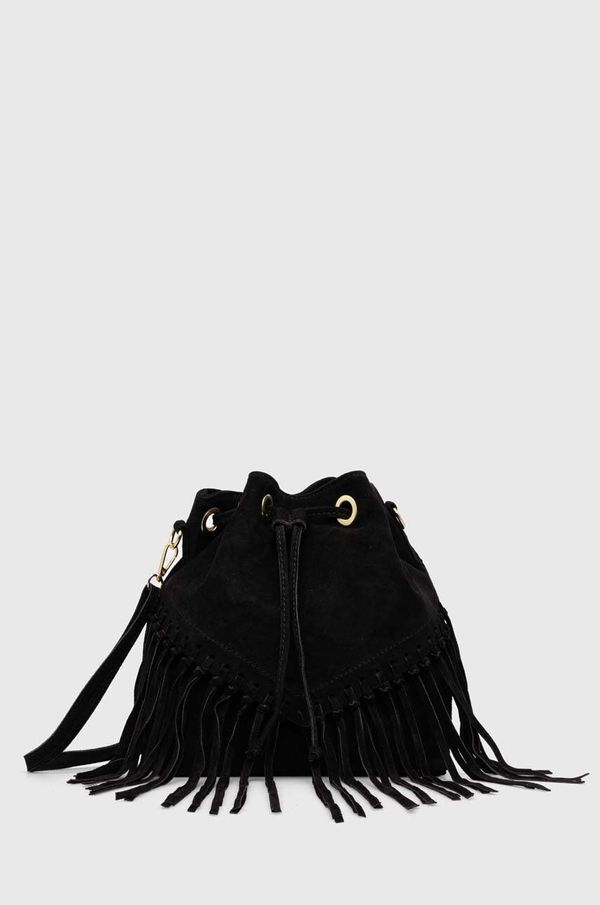 Answear Lab Torba od brušene kože Answear Lab boja: crna