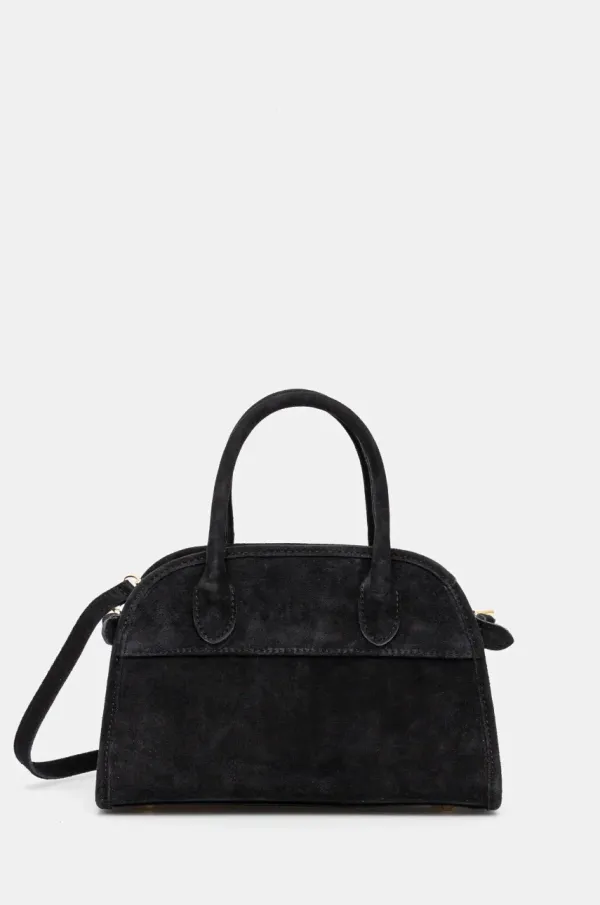 Answear Lab Torba od brušene kože Answear Lab boja: crna