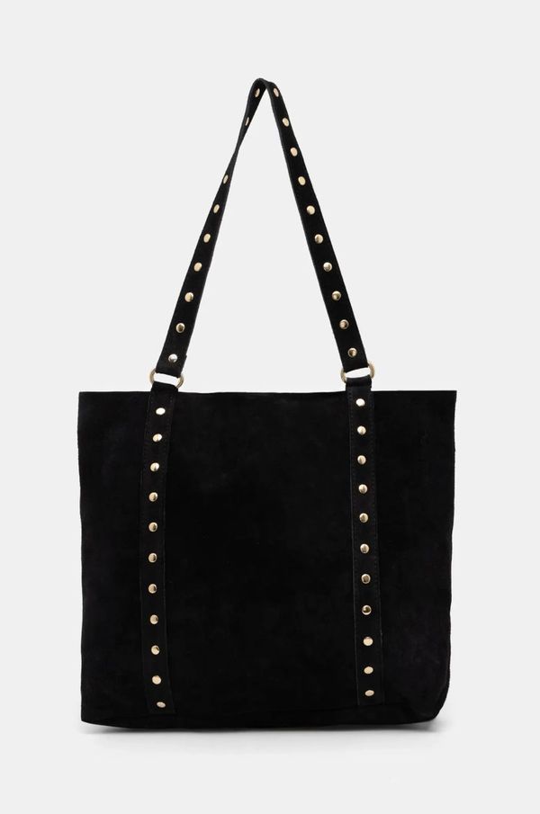 Answear Lab Torba od brušene kože Answear Lab boja: crna