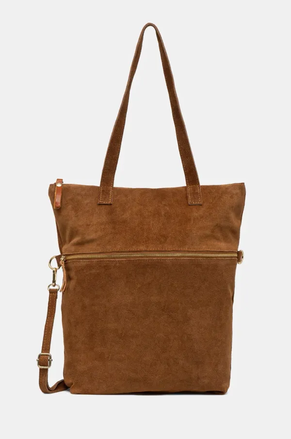 Answear Lab Torba od brušene kože Answear Lab boja: smeđa