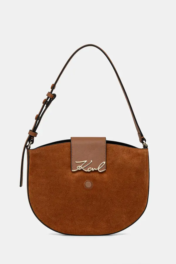Karl Lagerfeld Torba od brušene kože Karl Lagerfeld K/SIGNATURE