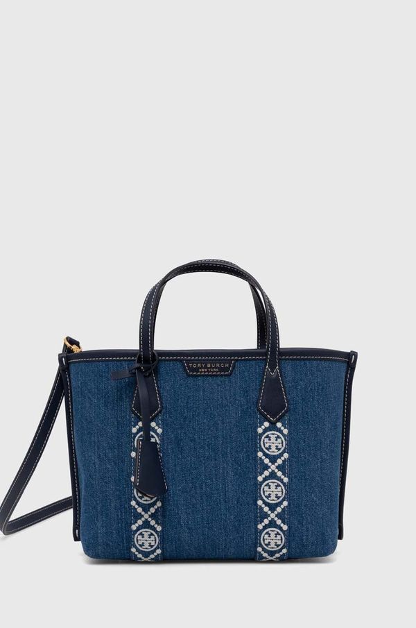 Tory Burch Torba Tory Burch Perry Denim Triple-Compartment Small boja: tamno plava, 154619.426