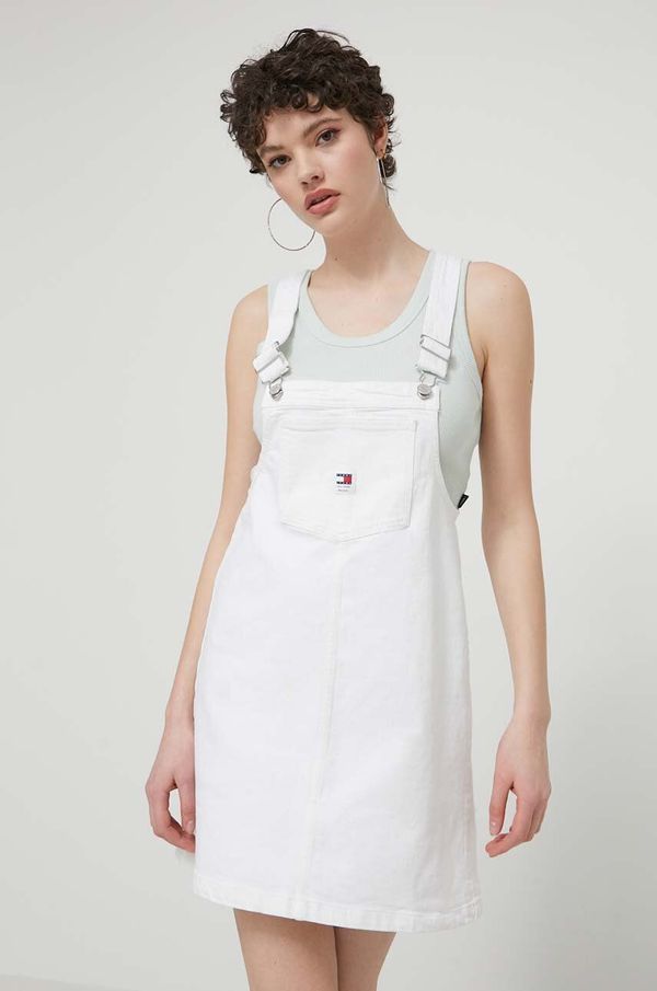 Tommy Jeans Traper haljina Tommy Jeans boja: bež, mini, ravna, DW0DW17680