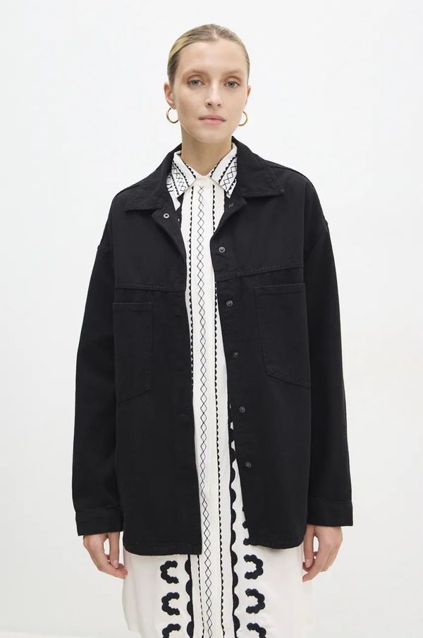 Answear Lab Traper jakna Answear Lab za žene, boja: crna, za prijelazno razdoblje, oversize