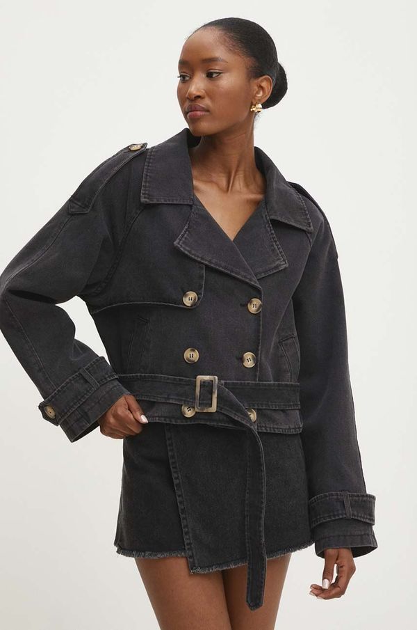 Answear Lab Traper jakna Answear Lab za žene, boja: siva, za prijelazno razdoblje, oversize