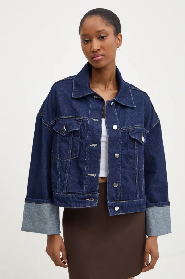 Answear Lab Traper jakna Answear Lab za žene, boja: tamno plava, za prijelazno razdoblje, oversize